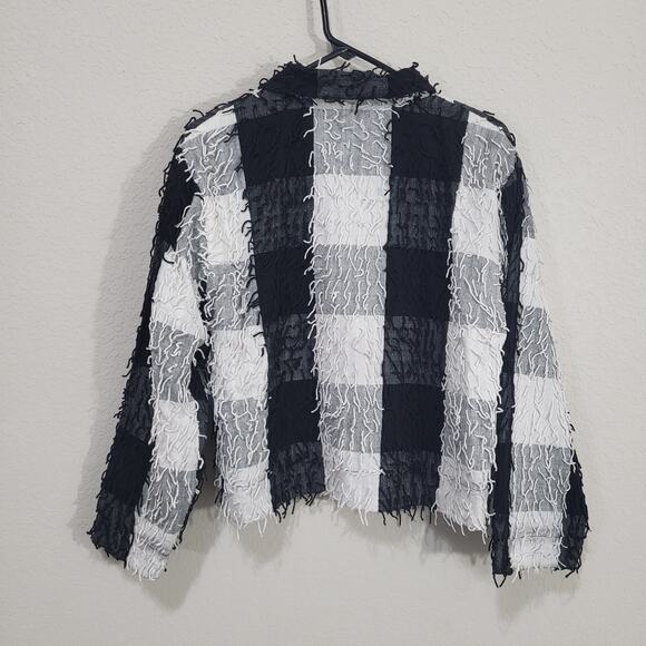 Silver Stream Jacket Womens Size M  Black White Cotton Casual Fringe Edgy Boho - Picture 3 of 12